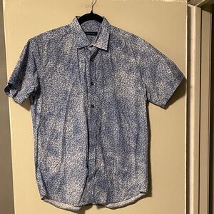Stylish Blue Patterned Men's Button Down Shirt